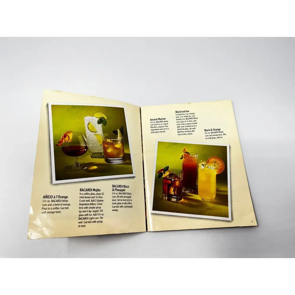 Vintage Just Add Bacardi Taste the Feeling 32 page recipe book Preowned stained